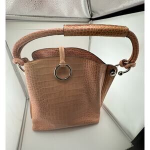 NWT NEW Vintage BCBG MAXAZRIA Croc Embossed Bag‎ Pink Peach Silver Hardware Bag